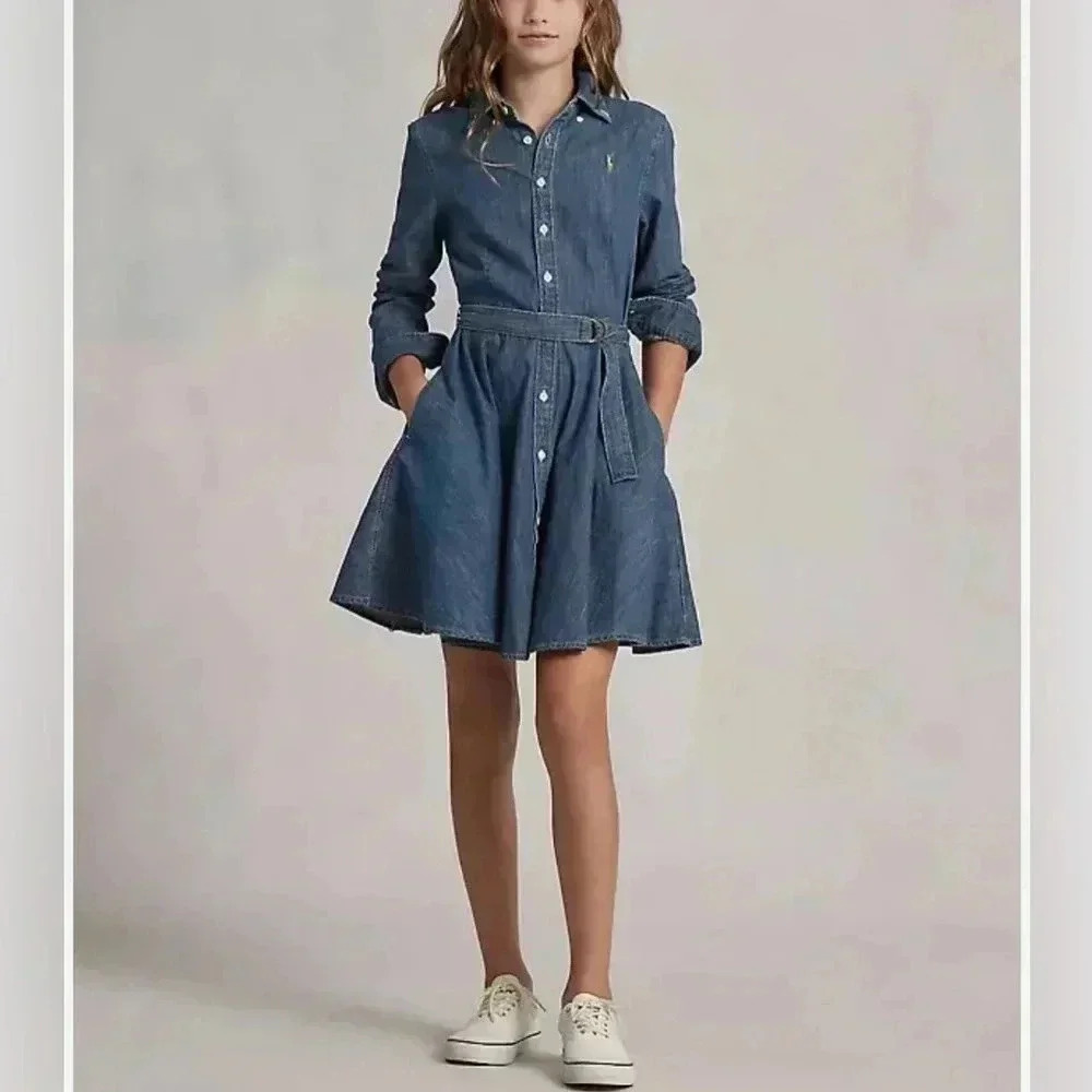 Polo by Ralph Lauren Girls' Indigo Denim Shirt Dress